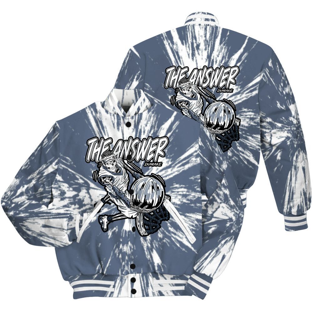 Varsity Jacket To Match Low Diffused Blue 11s Shirt - The Answer Skeleton Luxury All Over Print