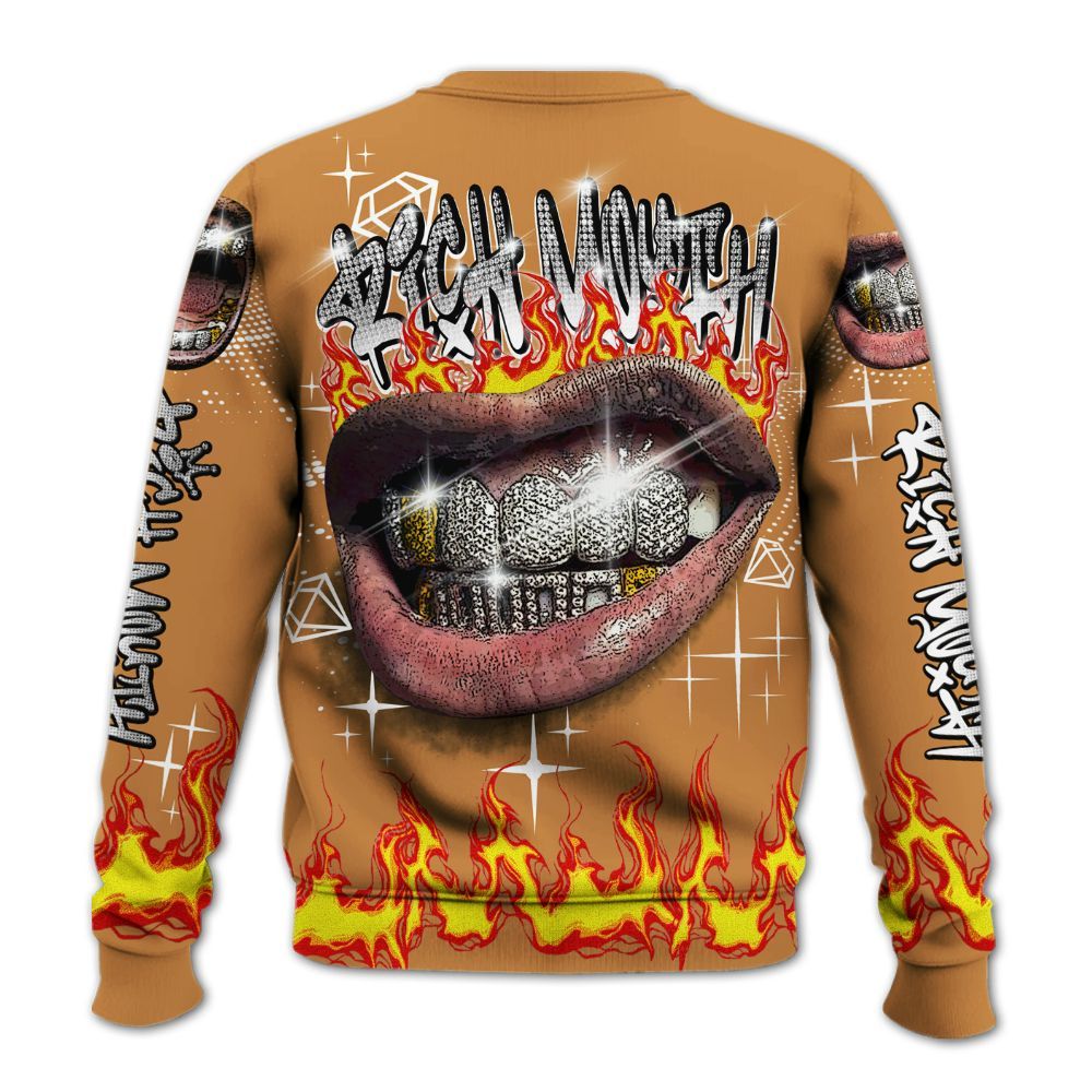 Sweatshirt To Match Dunk Low Nature Wheat Suede - Rich Mouth Fire Rap Retro 90s All Over Print