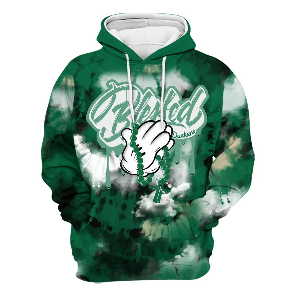 Hoodie To Match Pine Green 4s - God Blessed Tie Dye All Over Print