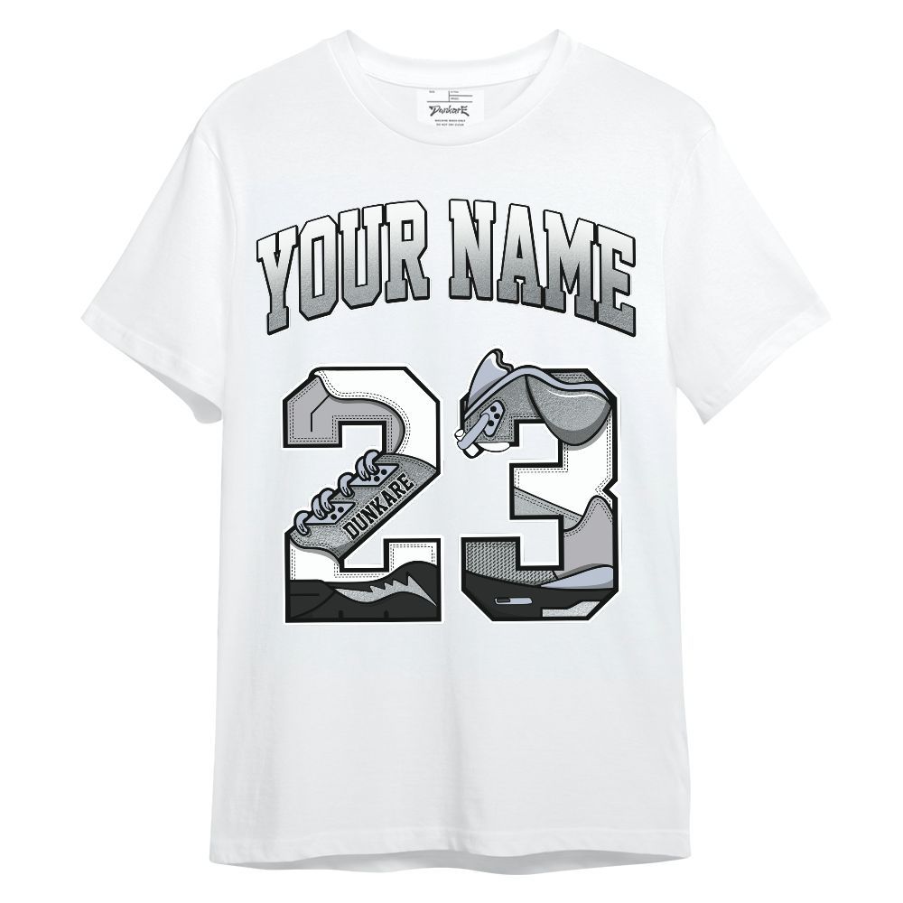 Shirt To Match White Metallic 2026 5s - Custom Name 23 5s Graphic