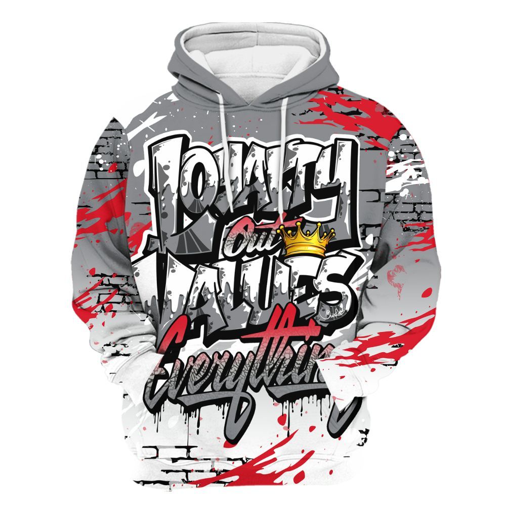 Hoodie To Match Black Cement 3s - Values Of Loyalty Drip All Over Print