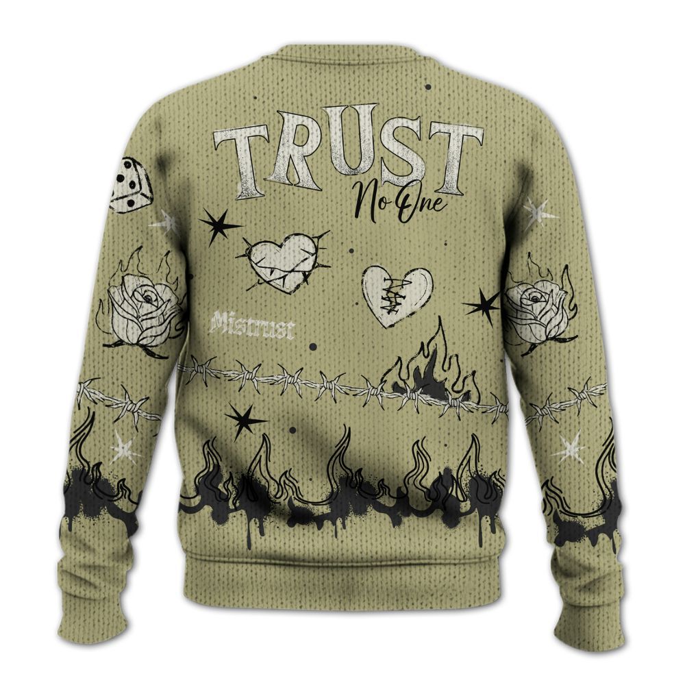 Knitted Sweater To Match Dunk Low Suede Olive Aura - Trust No One Snake-Bite Doodle Crayon