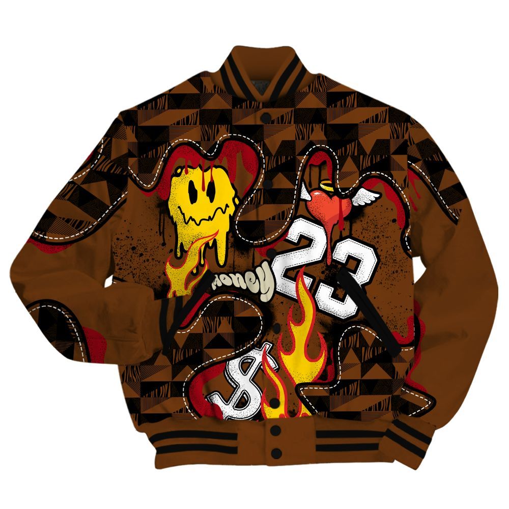 Varsity Jacket To Match Archaeo Brown 5s - 23 Smile Burning Heart All Over Print