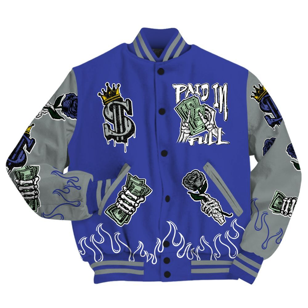 Varsity Jacket To Match Shox TL Royal - Fire Everybody Paid In All Over Print