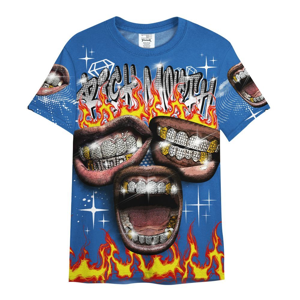 Shirt To Match Brave Blue 13s - Rich Mouth Fire Rap Retro 90s All Over Print
