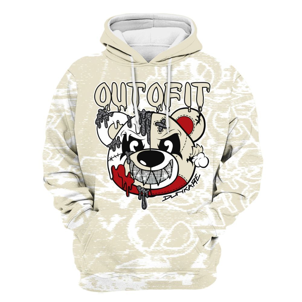 Hoodie To Match Cement Grey 3s - Out Of It Bear Avant-Garde All Over Print