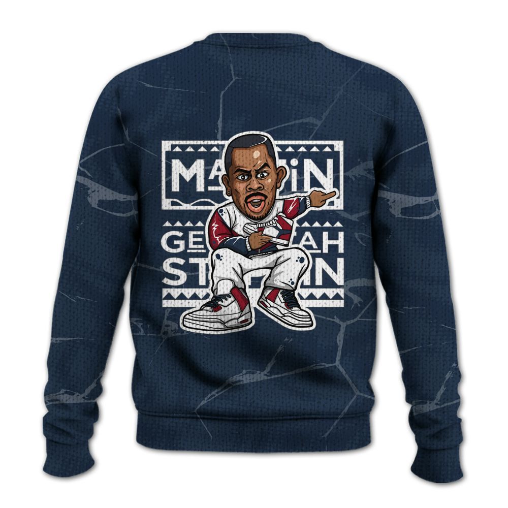 Knitted Sweater To Match White Midnight Navy 6s - Get Tag Sneakers Steppin' Graphic Crack