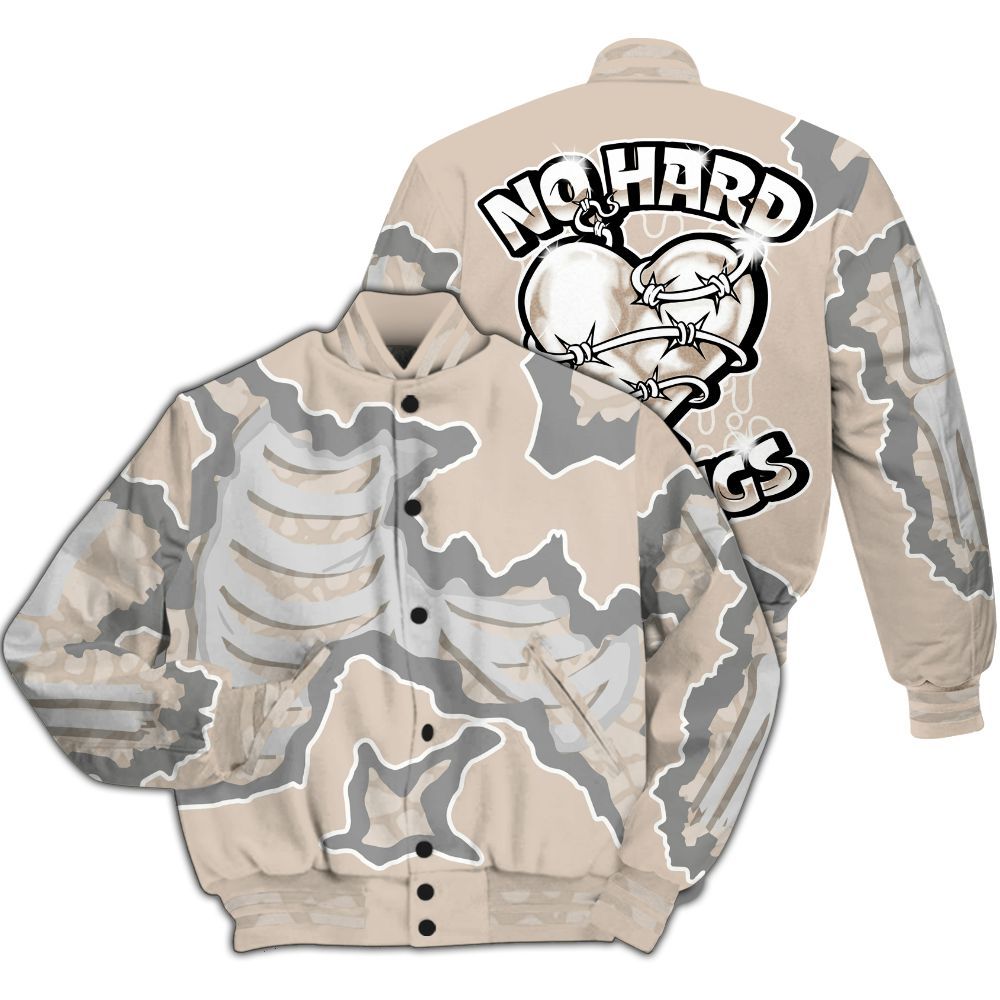 Varsity Jacket To Match Desert Sand 3s - Hard Feeling Graphic Heart Break All Over Print