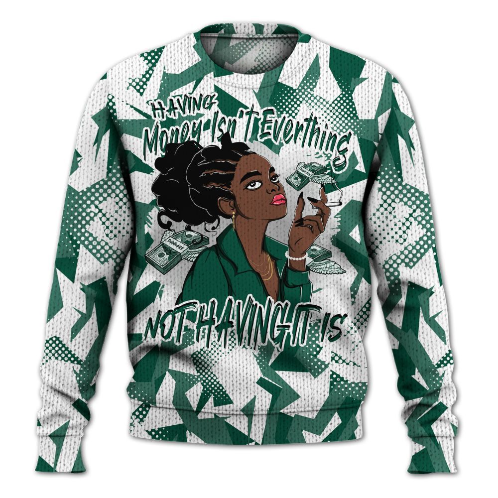 Knitted Sweater To Match Oxidized Green 4s - Having Money Isn't Everthing Retro