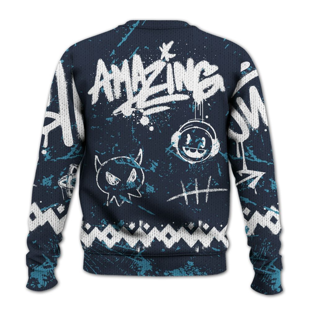 Knitted Sweater To Match Retro Obsidian 13s - Friday Sneaker Crayon