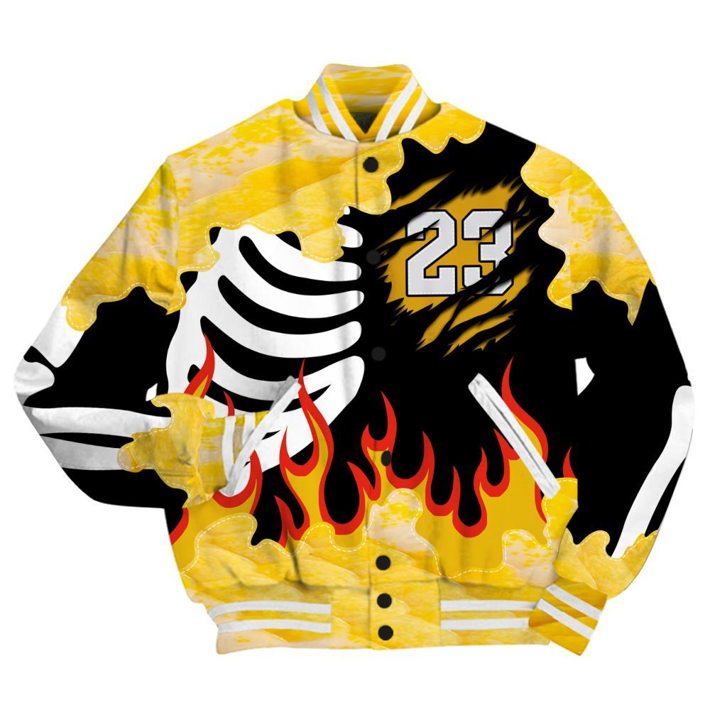 Varsity Jacket To Match Low Yellow Python 11s - Burning Skeleton 23 G.O.A.T All Over Print