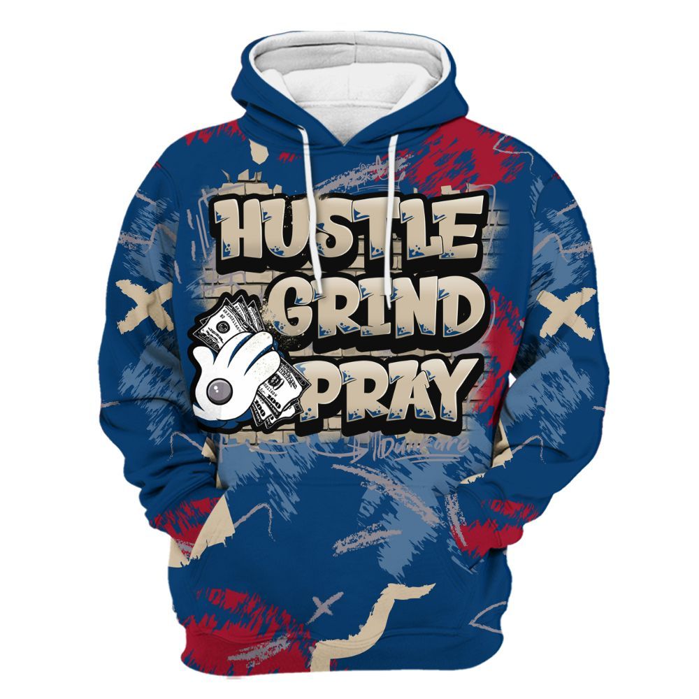 Hoodie To Match Rare Air 4s - Hustle Grind Pray All Over Print
