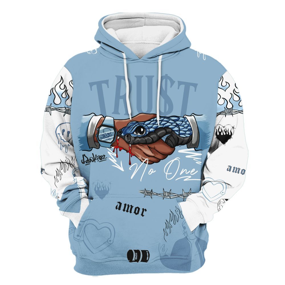 Hoodie To Match High University Blue 1s - Snake Trust No One All Over Print