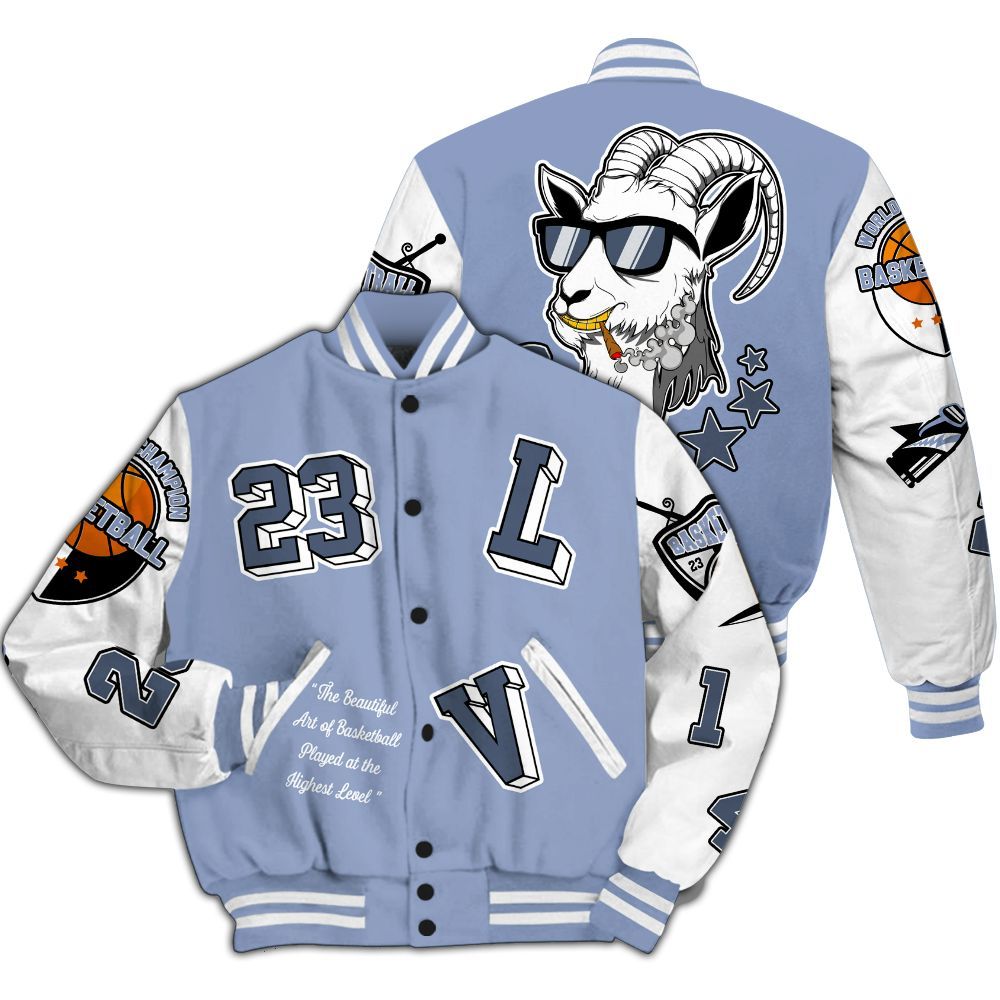 Varsity Jacket To Match Retro Blue Grey 13s - The GOAT Got Em Streetwear All Over Print