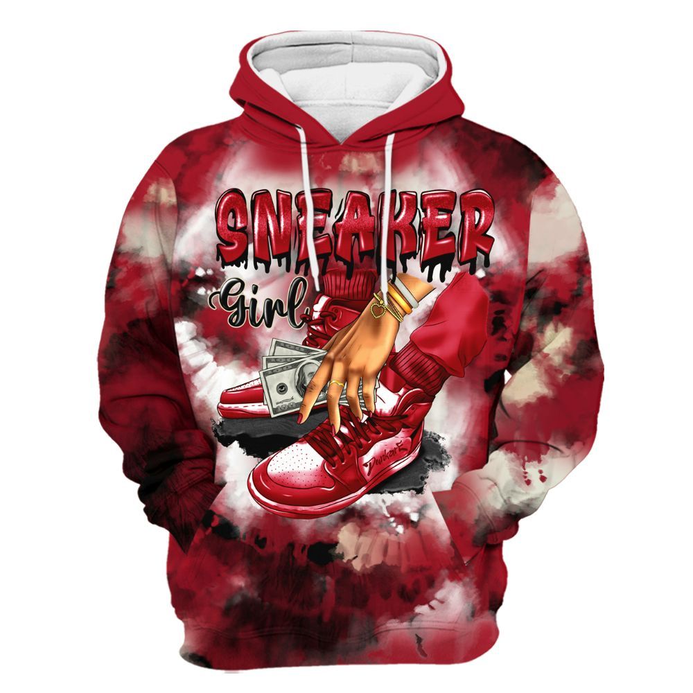 Hoodie To Match 2025 High OG Cinnabar 1s - SNEAKER Girl Money Drip Tie Dye All Over Print