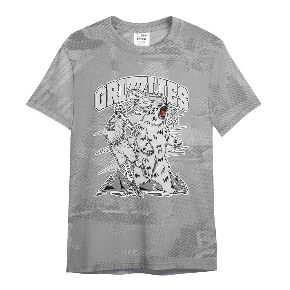Shirt To Match Black Wolf Grey 12s - Grizzly Bear Skeleton Brown Sugar All Over Print