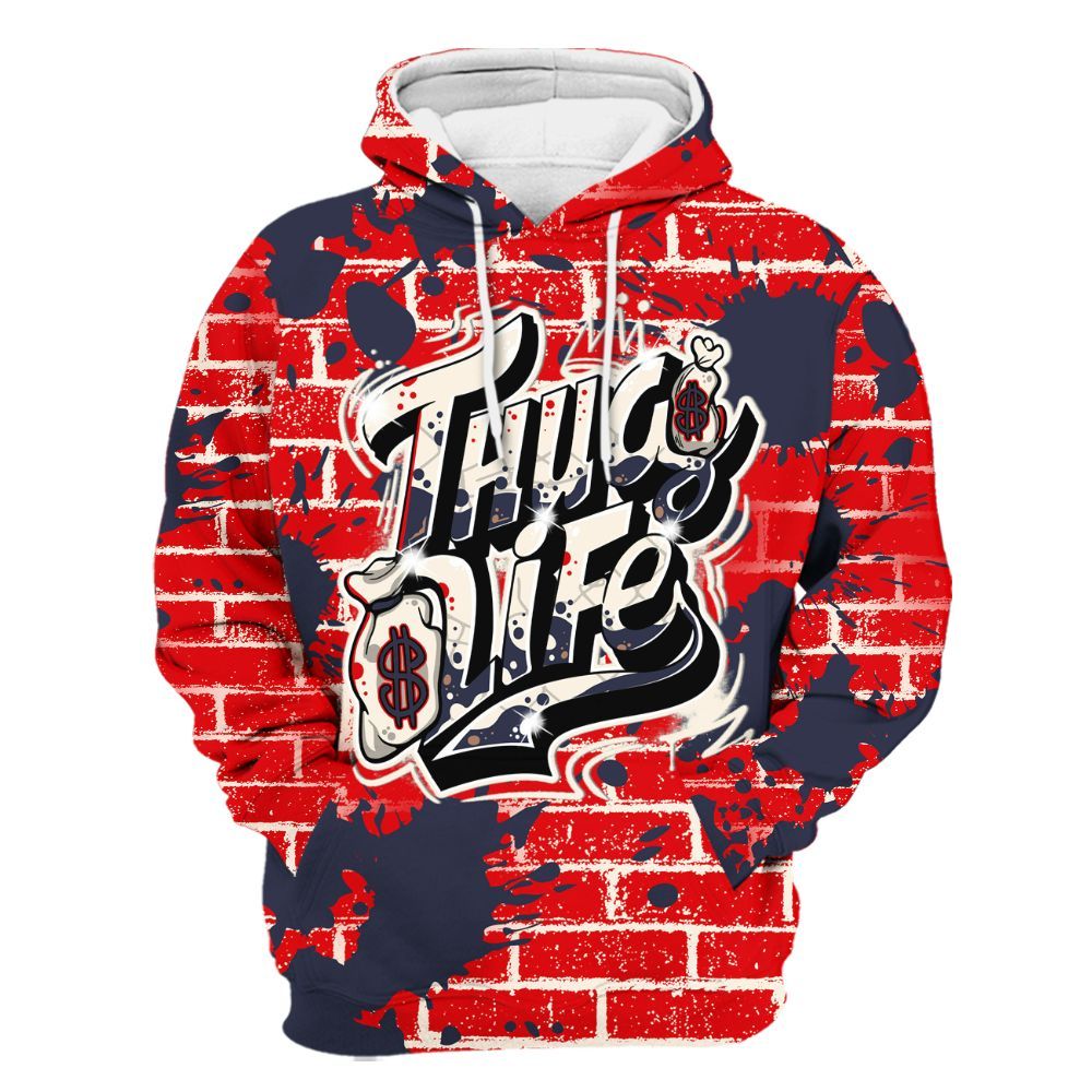 Hoodie To Match Low OG Howard University 1s - Free Thug Living Graphic Brick Art All Over Print