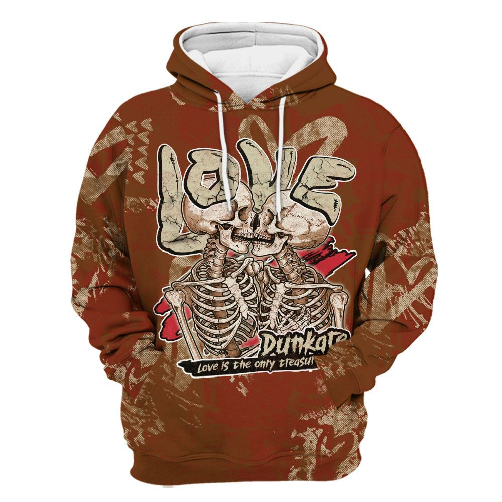 Hoodie To Match Archaeo Brown 5s - Skull Love All Over Print