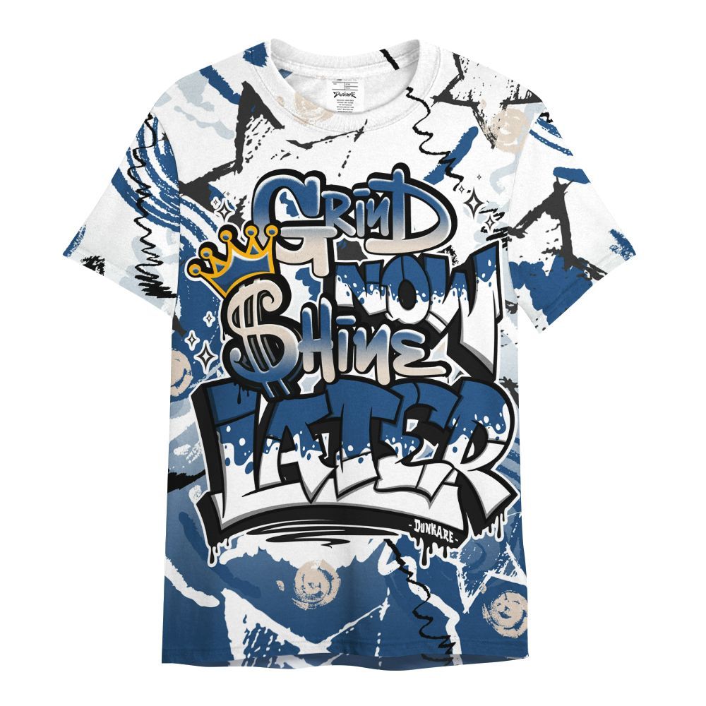 Shirt To Match High OG Midnight Navy 1s - Grind Shine Later Drip All Over Print