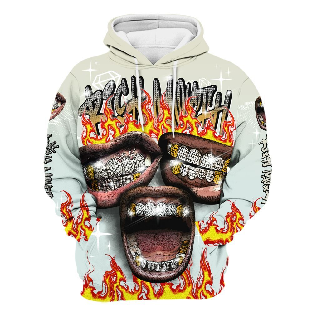 Hoodie To Match Pure Platinum 4s - Rich Mouth Fire Rap Retro 90s All Over Print