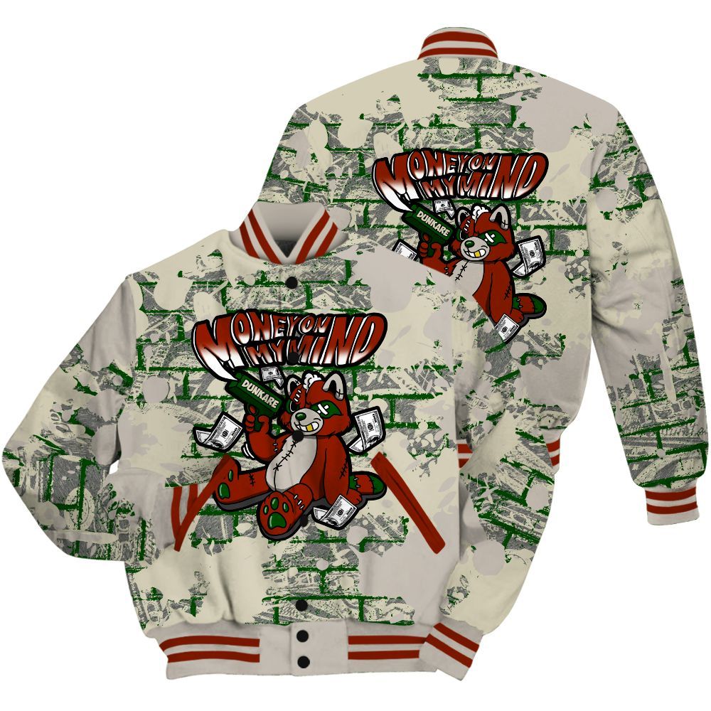 Varsity Jacket To Match El Grito 5s Shirt - Money On My Mind Raccoon Brick All Over Print