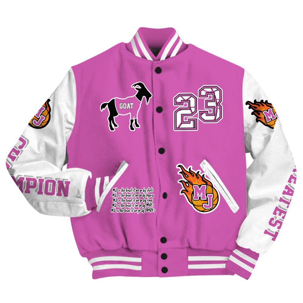 Varsity Jacket To Match Hyper Violet 4s - 23 G.0.A.T Jump Up Basketball All Over Print