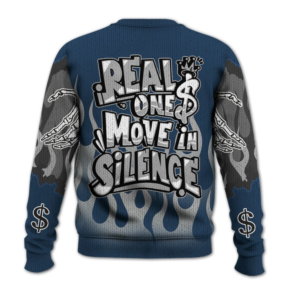 Sweater To Match Retro French Blue 2025 12s - Ones Move In Silence Graphic Trapped Graphic