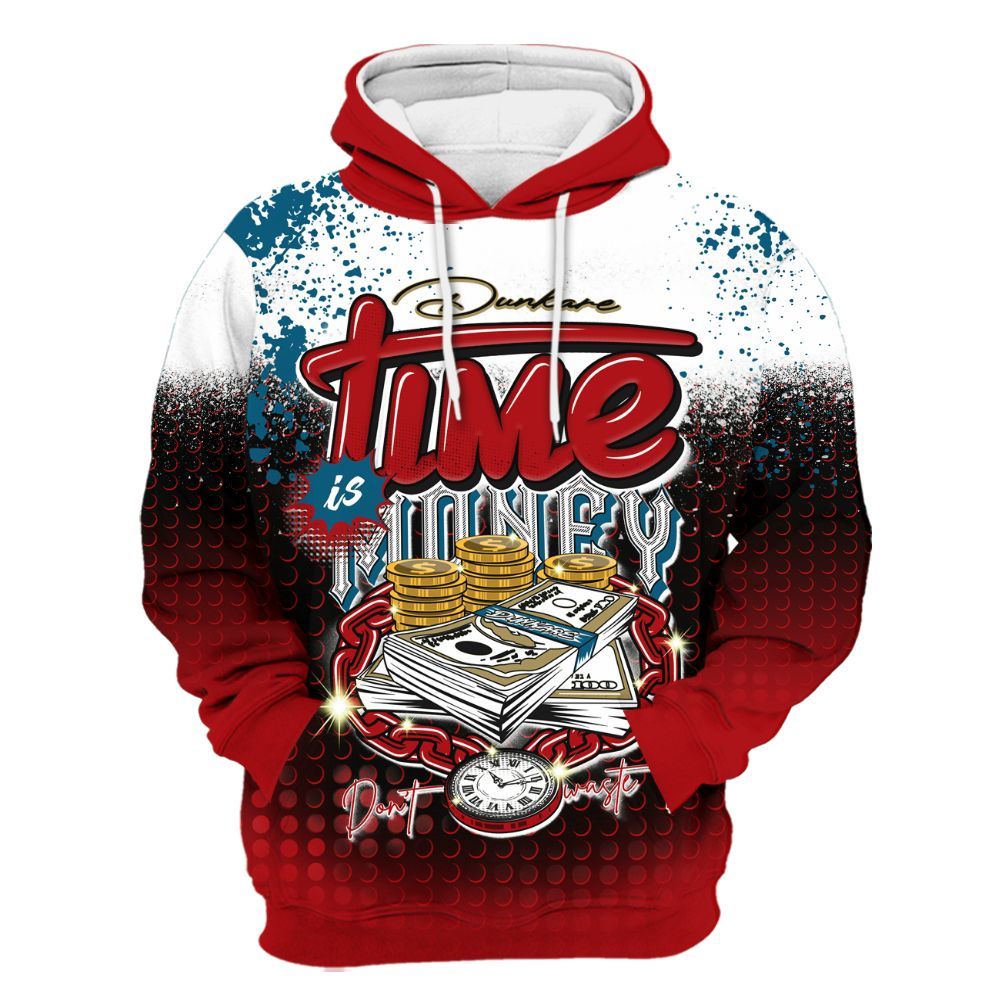 Hoodie To Match OG Varsity Red 17s - Halftone Time Is Money All Over Print