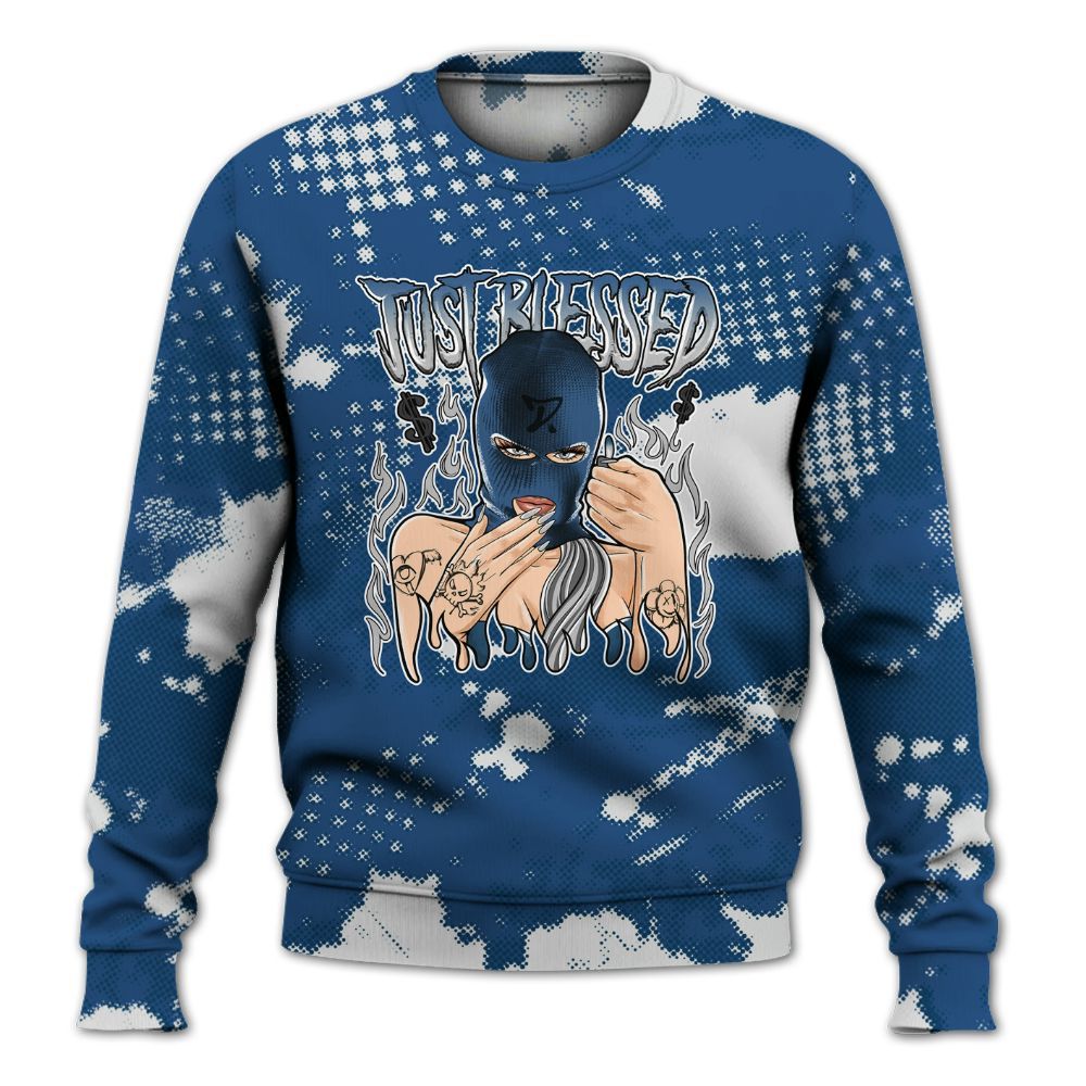 Sweatshirt To Match High OG Midnight Navy 1s - Blessed!! Smoke Dot All Over Print