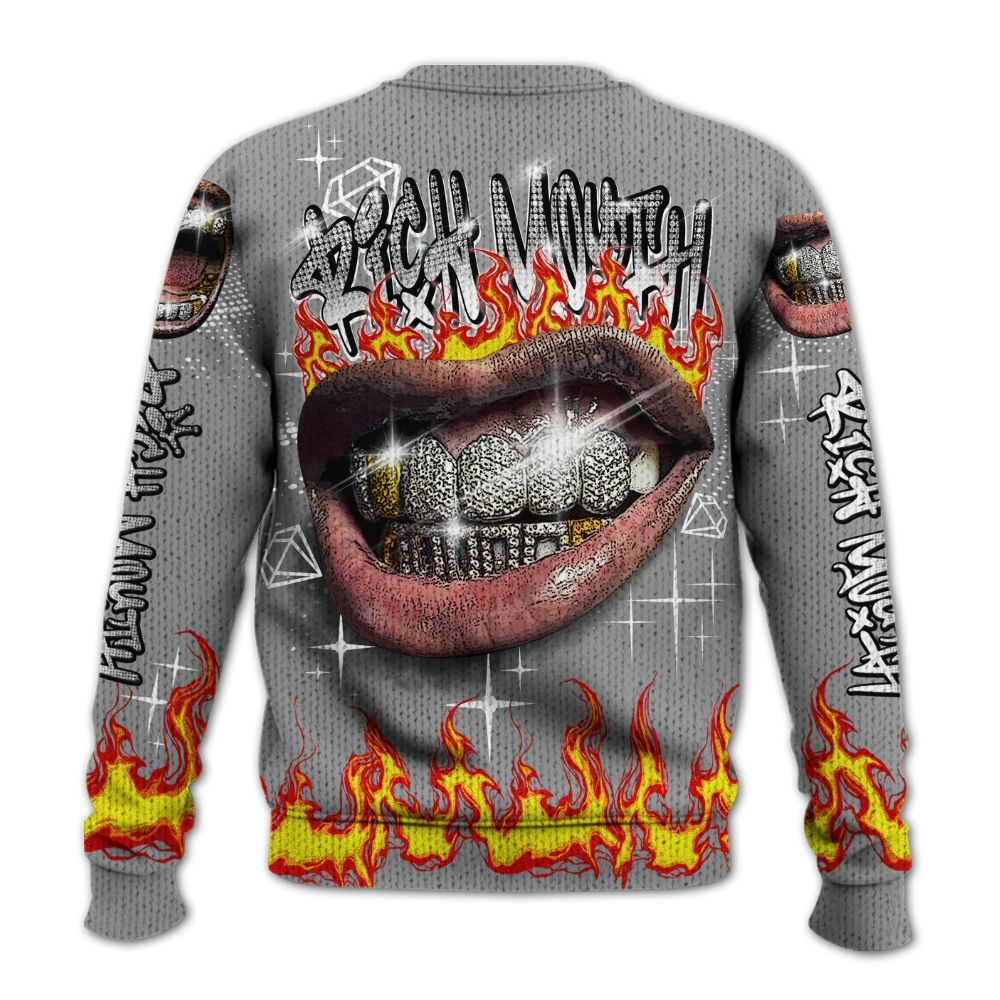 Knitted Sweater To Match Retro Stealth 12s - Rich Mouth Fire Rap Retro 90s