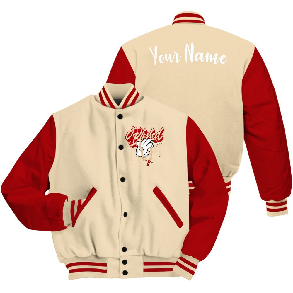 Varsity Jacket To Match Dunk Low Strawberry Waffle - Custom Name God Blessed Drip All Over Print