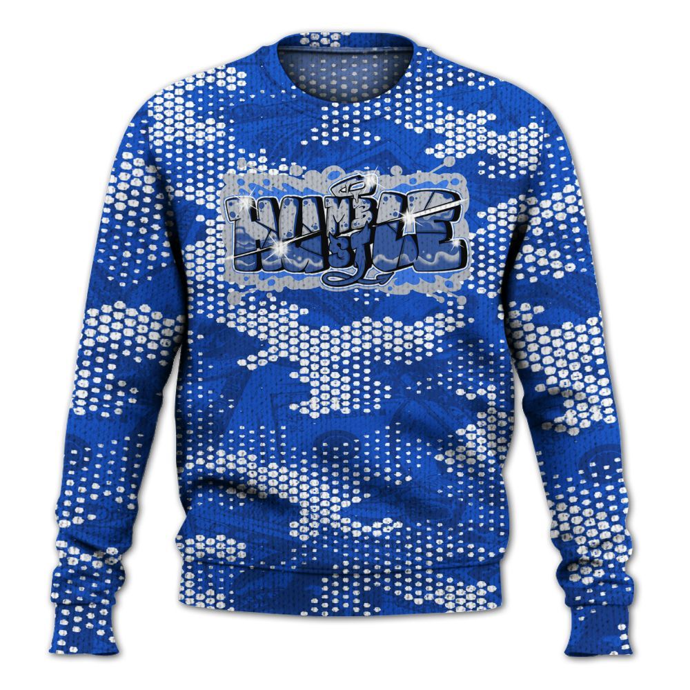 Knitted Sweater To Match Air Foamposite One Royal - Humbled Hustles Graphic Banknotes