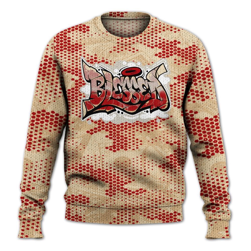 Knitted Sweater To Match Dunk Low Strawberry Waffle - Blessing Graphic Banknotes