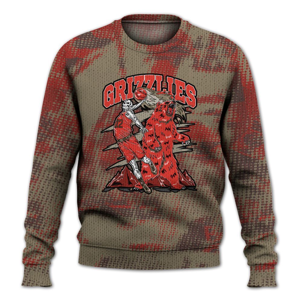 Knitted Sweater To Match Olive 9s - Grizzly Bear Skeleton Brown Sugar