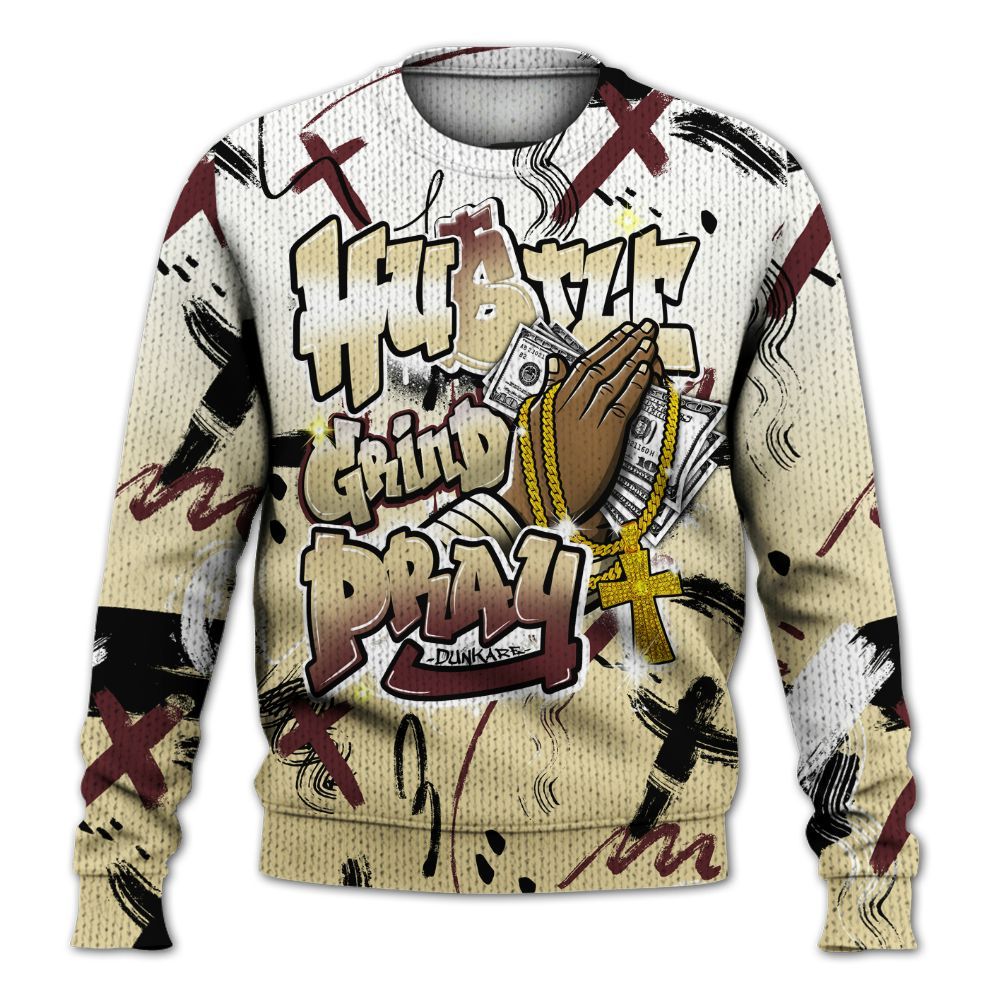 Knitted Sweater To Match Women Phantom 12s - Money Hustle Grind Pray