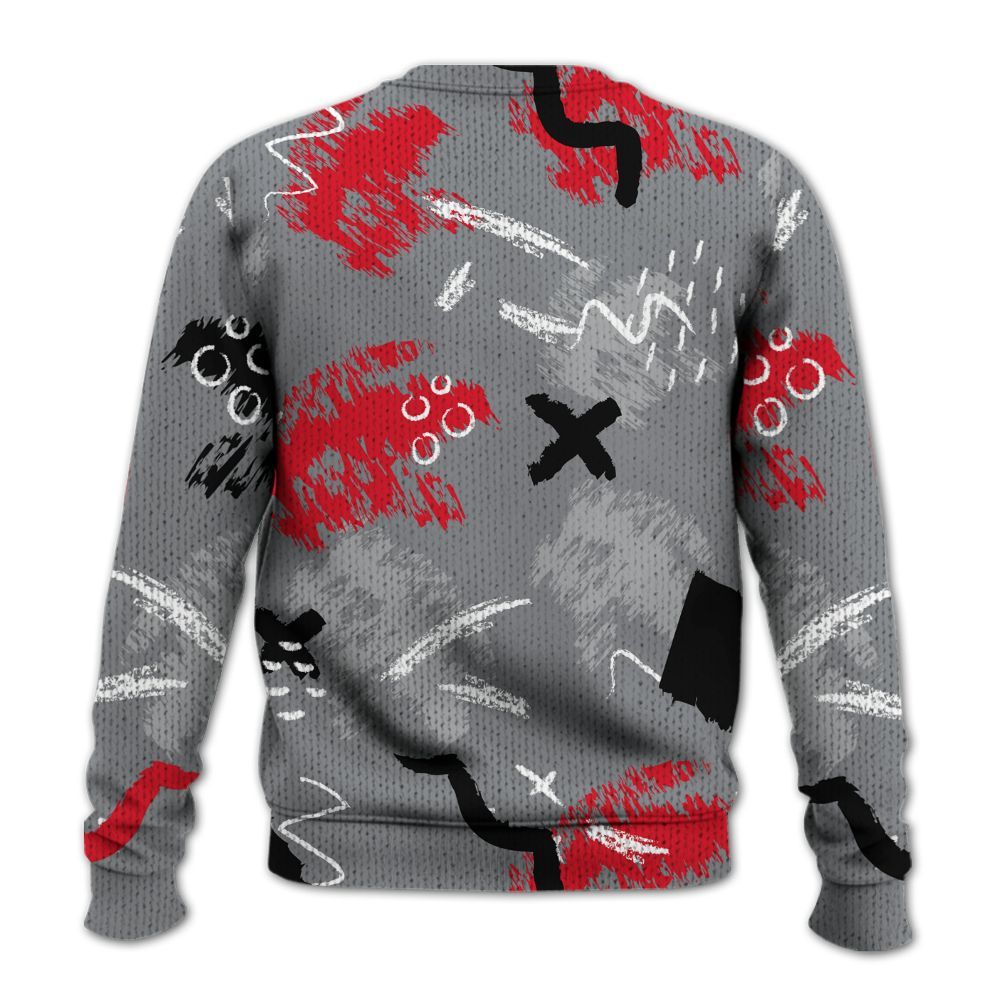Knitted Sweater To Match Black Cement 3s - Hustle Grind Pray Graphic Street Style