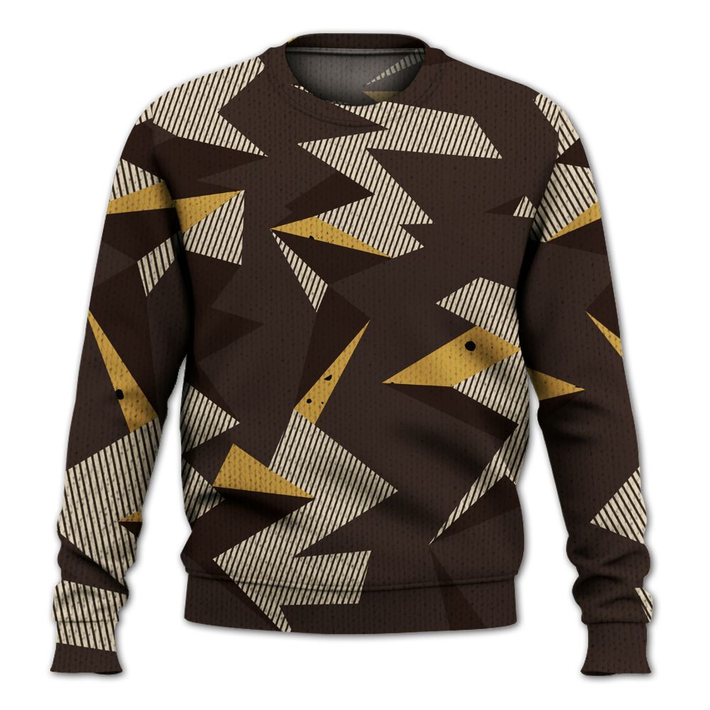 Knitted Sweater To Match 2025 Retro Earth 5s - Geometric Camouflage Pattern