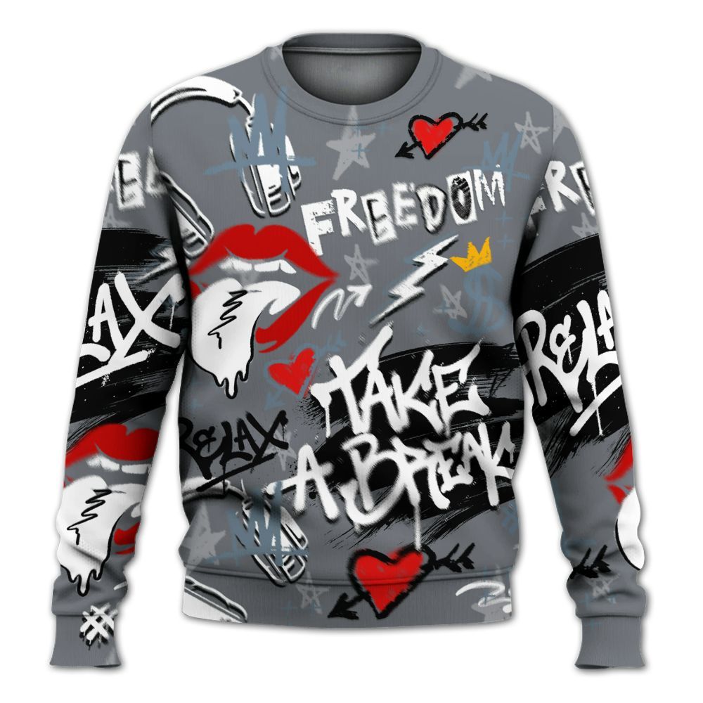 Sweatshirt To Match Air Max DN Silver Bullet - Take Break Freedom Graffiti Streetwear All Over Print