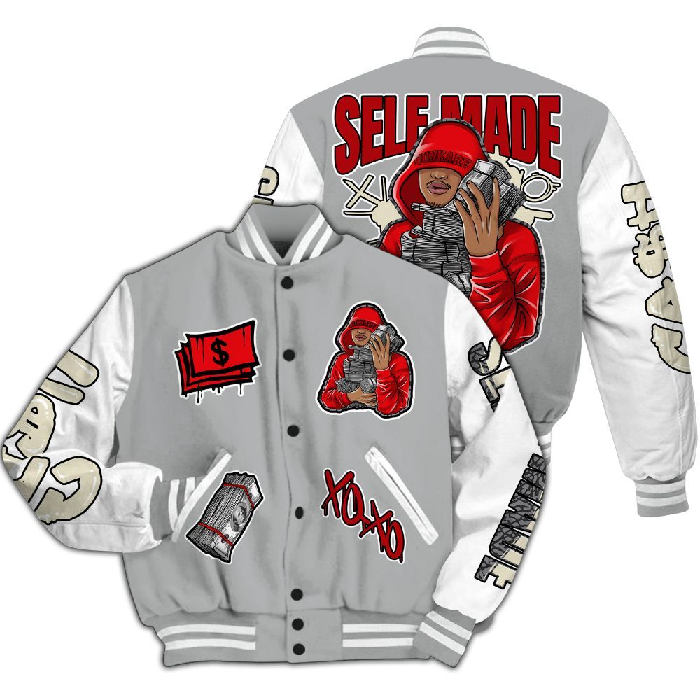 Varsity Jacket To Match Cement Grey 3s - Selfmade Unique All Over Print