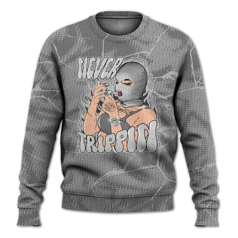 Knitted Sweater To Match Black Wolf Grey 12s - Ne'er Trippin' Unique Crack