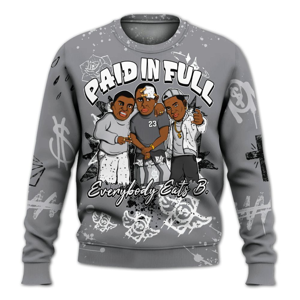 Sweatshirt To Match Retro Wolf Grey 5s - Everybody Paid In Full Crayon All Over Print