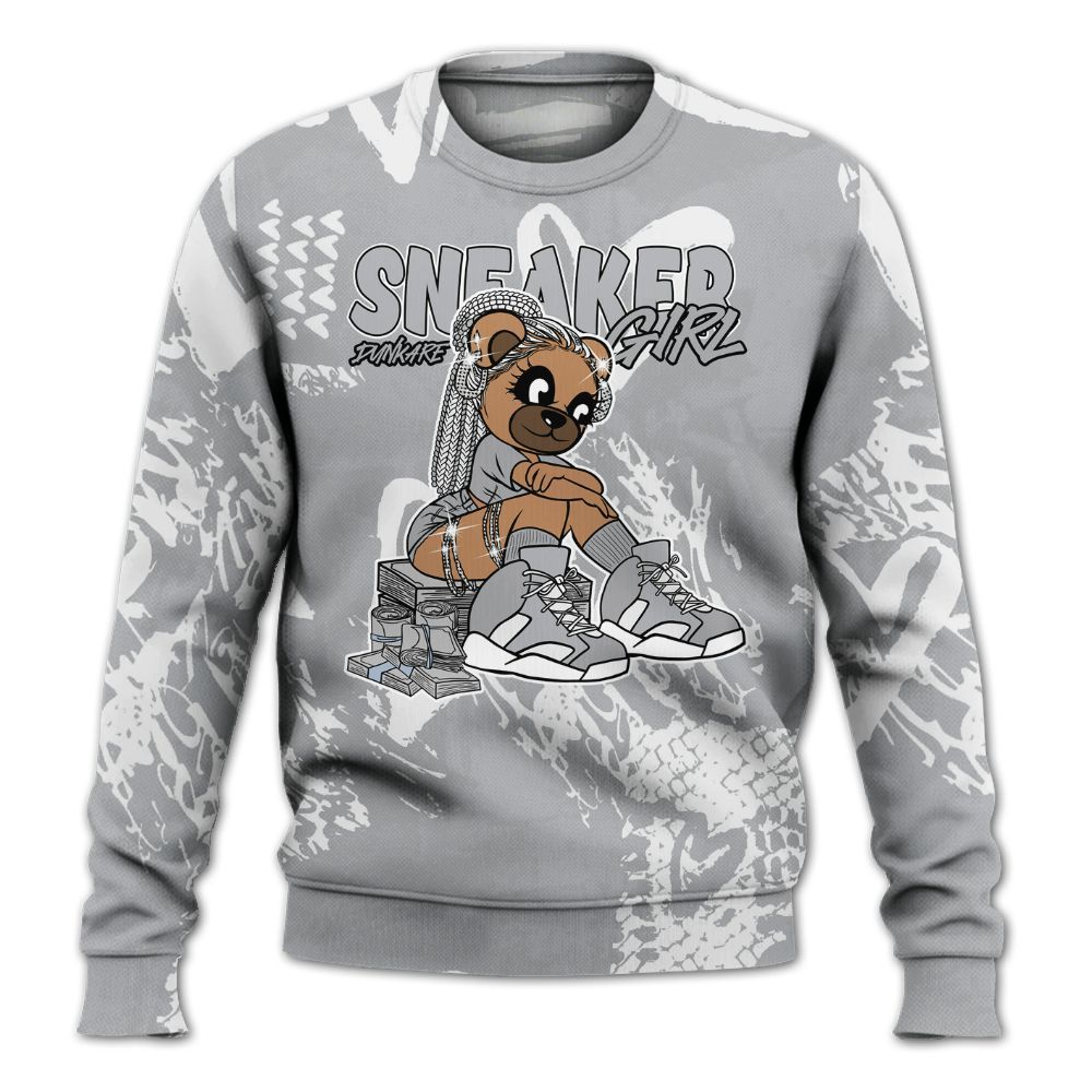 Sweatshirt To Match Low OG Wolf Grey 1s - Sneaker Girl Bear Heart Grunge All Over Print