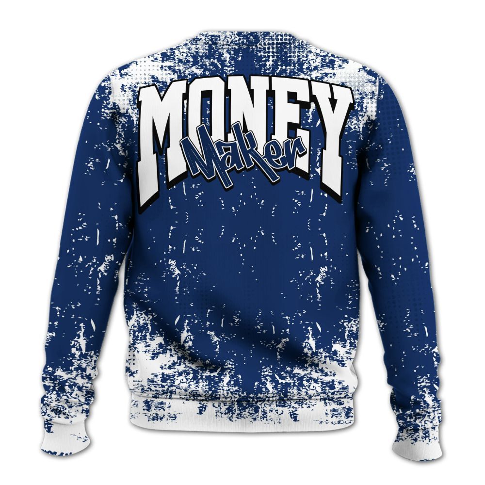 Sweatshirt To Match High OG Deep Royal Blue 1s - Move In Silence Money Street Retro All Over Print