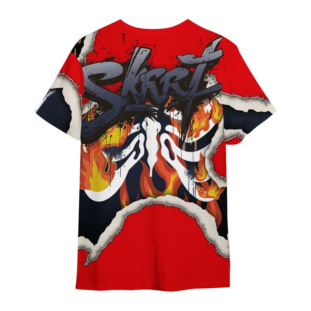 Shirt To Match Low OG Howard University 1s - Skeleton On Fire Skrrt All Over Print