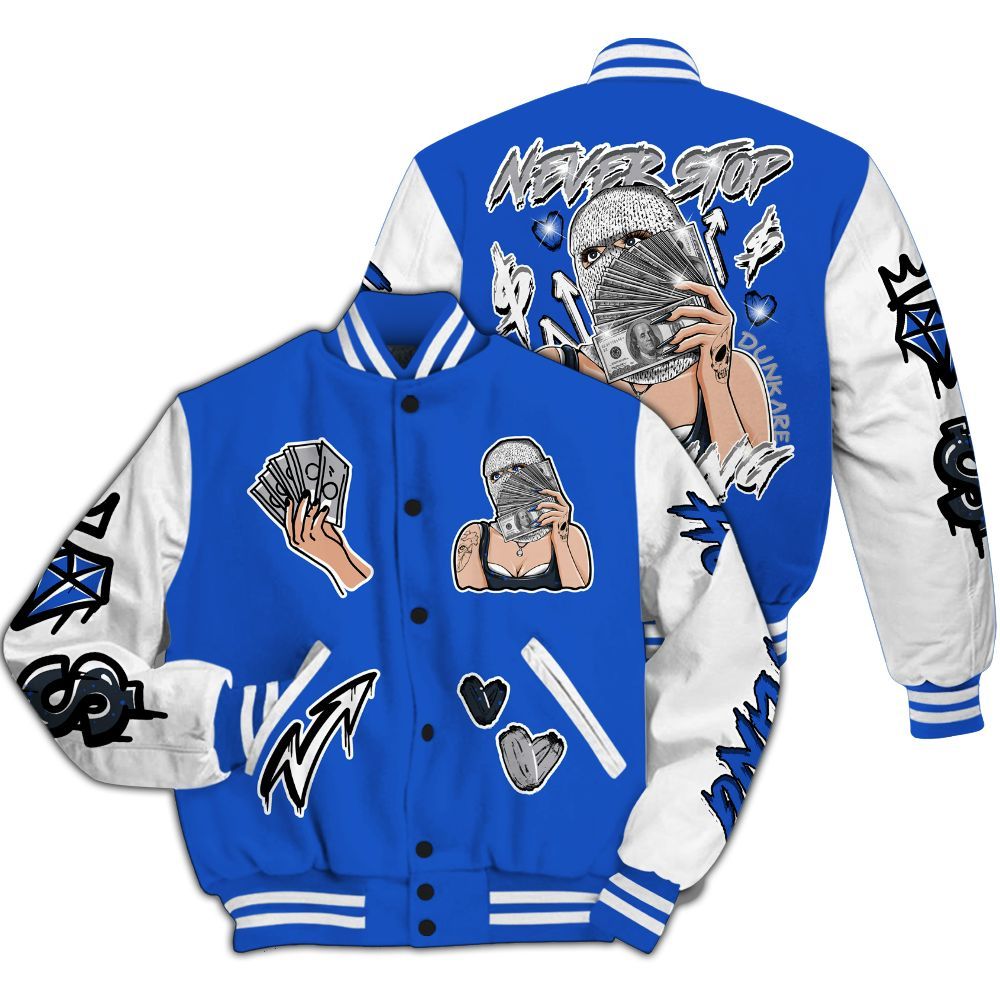 Varsity Jacket To Match Retro Stealth 5s - Hustling Unique All Over Print