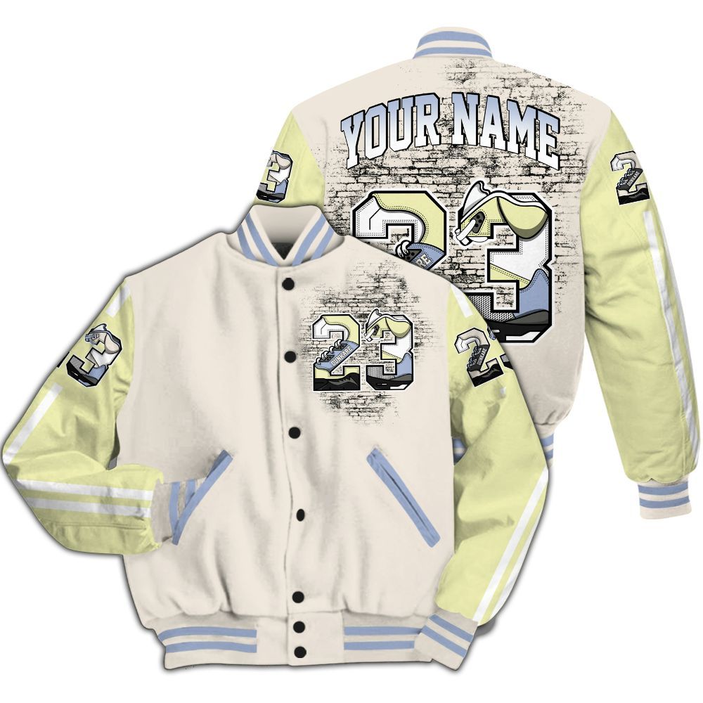 Varsity Jacket To Match Luminous Green 5s - Custom Name 23 5s All Over Print