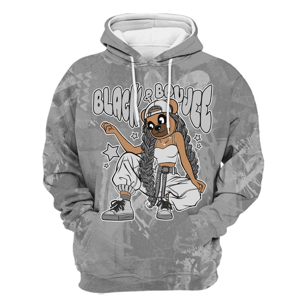 Hoodie To Match Black Wolf Grey 12s - Boujee Girls Bear Heart Grunge All Over Print