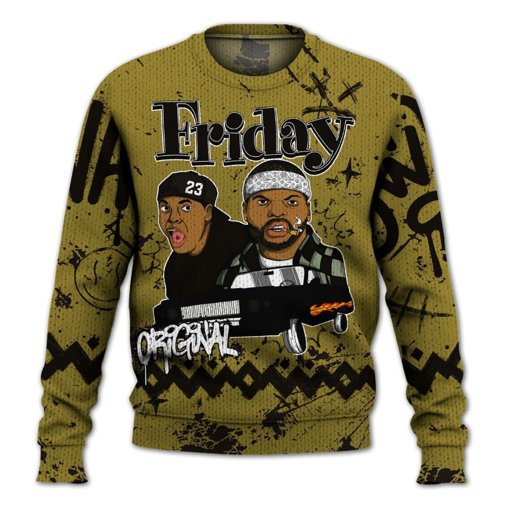 Knitted Sweater To Match Air Flightposite Metallic Gold - Friday Sneaker Crayon
