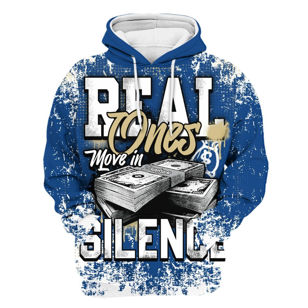 Hoodie To Match Air Ship Royal Blue - Move In Silence Money Street Retro All Over Print