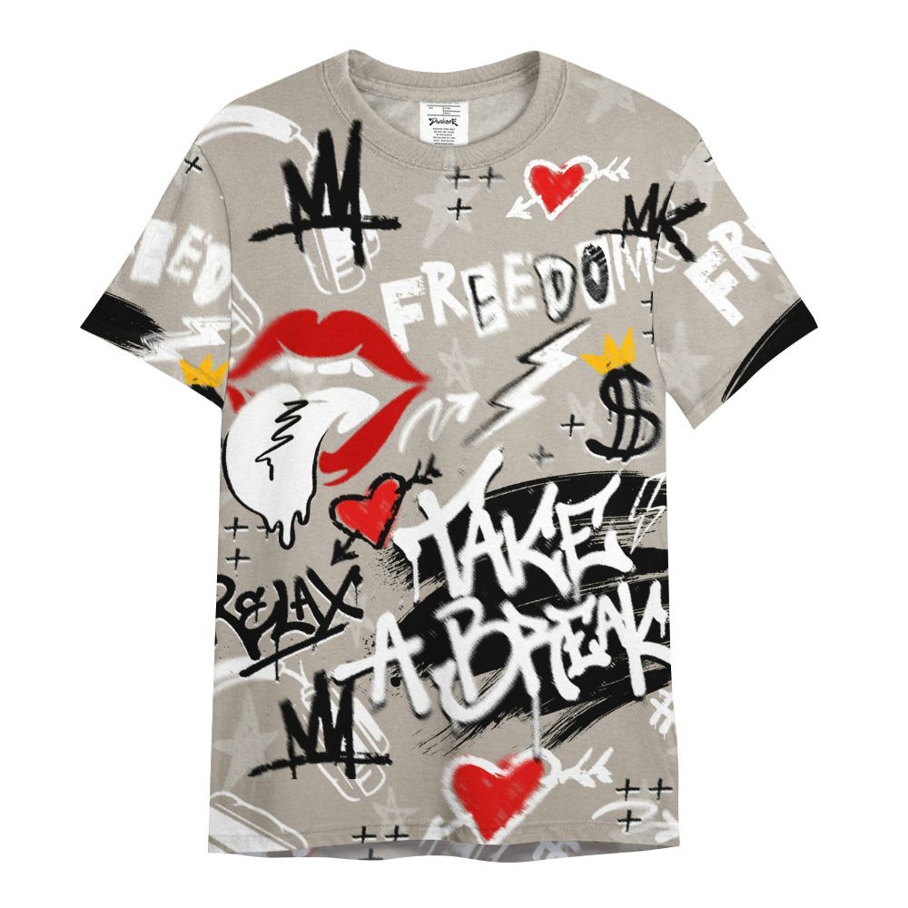 Shirt To Match Low OG Phantom 1s - Take Break Freedom Graffiti Streetwear All Over Print